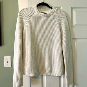 Quince Cotton Fisherman Sweater Size S - white